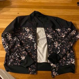 Front zip athletic floral jacket